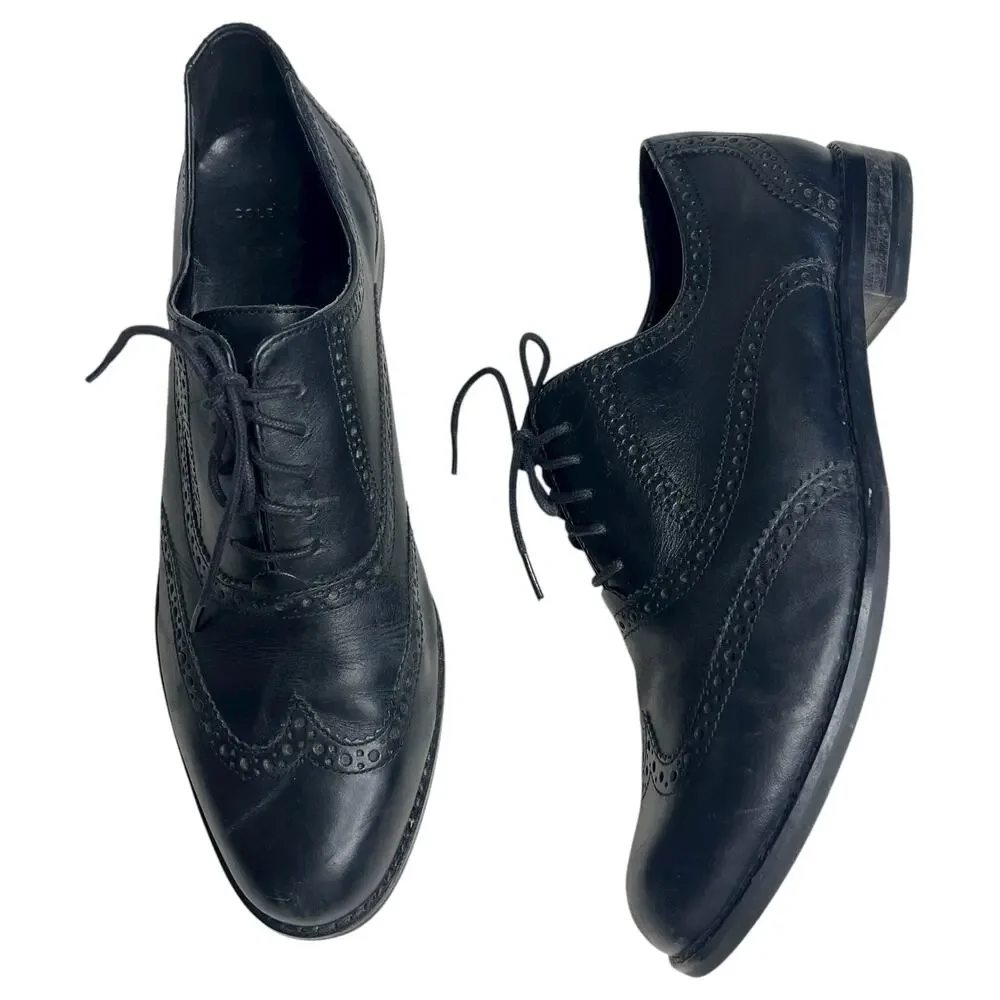 Cole Haan Mens Oxford Shoes 9.5 Skylar II Black Leather Wingtip Leather D41595